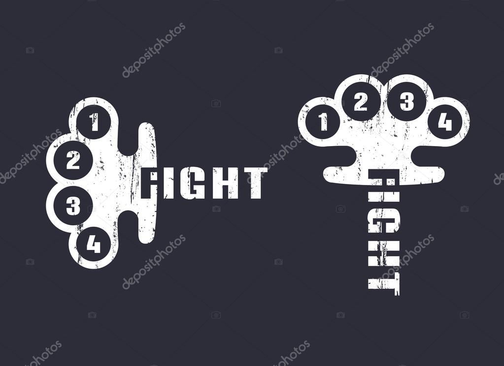 Grunge t-shirt design with knuckles vector illustration, eps10, easy to edit