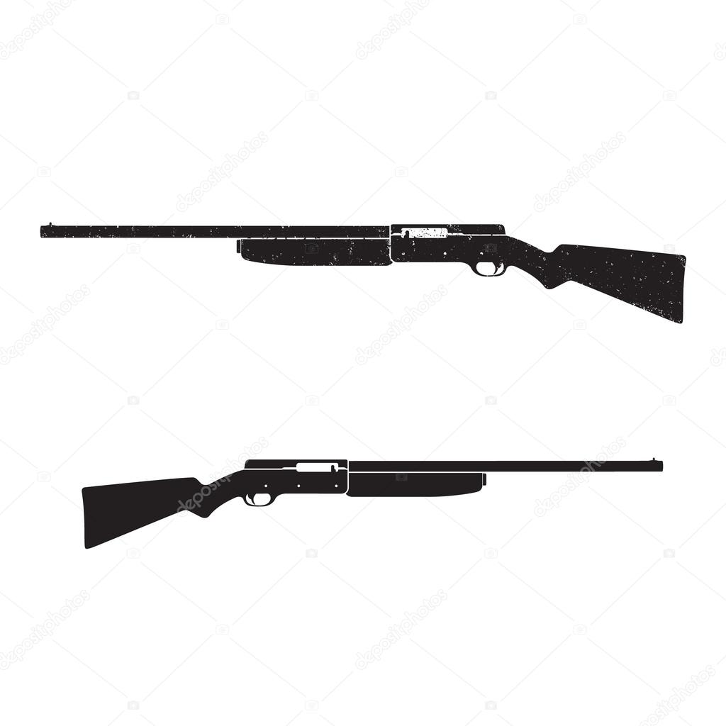 Hunting rifle, shotgun, with grunge texture, vector illustration, eps10, easy to edit