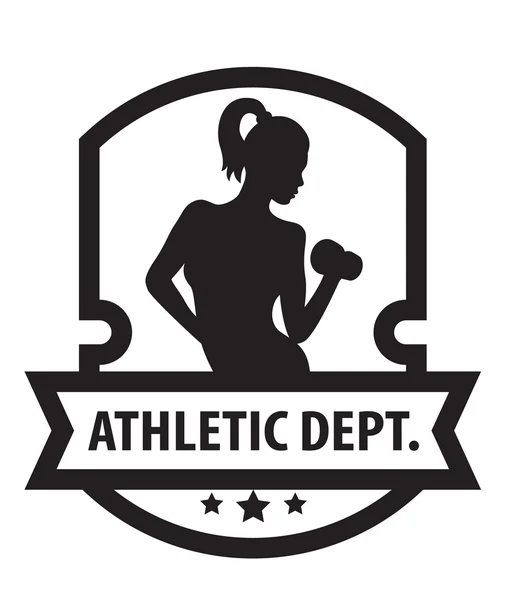 Emblema com ilustração vetorial Athletic Girl — Vetor de Stock