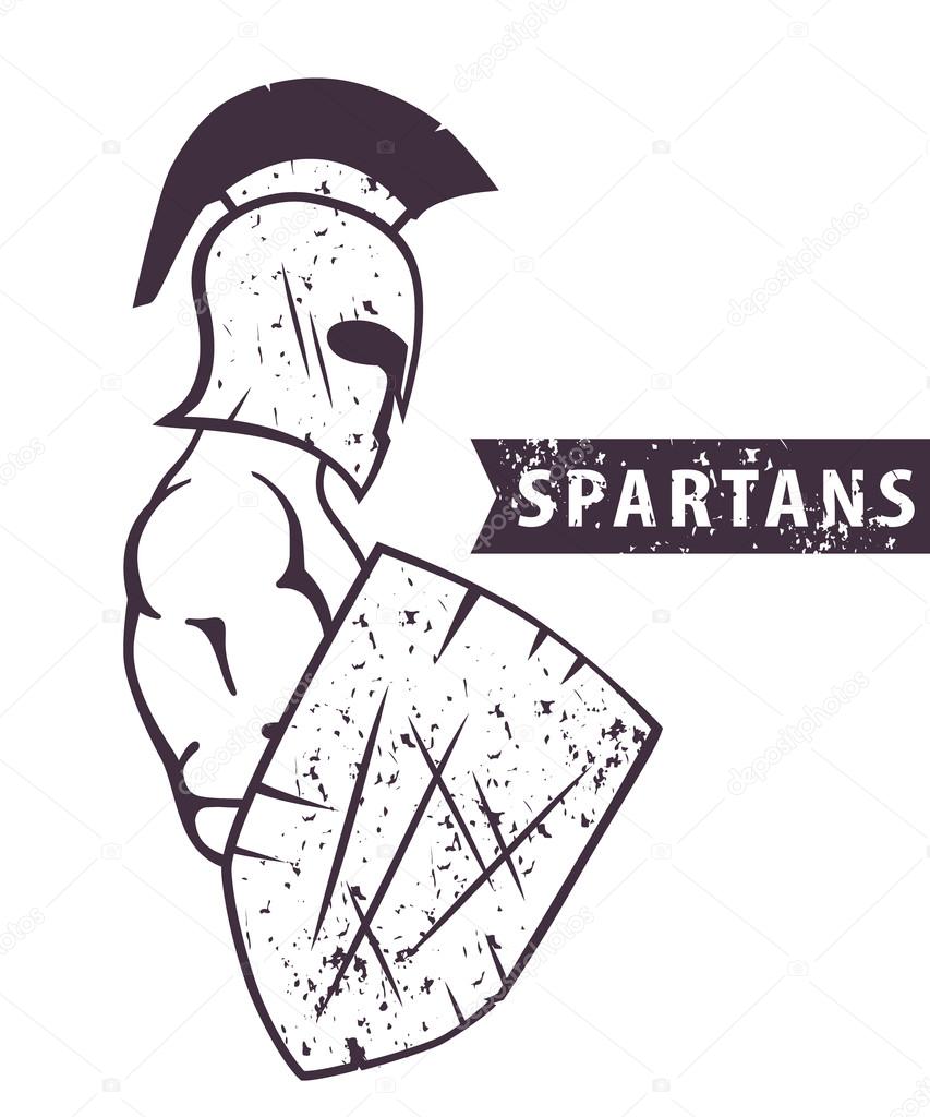 Spartan warrior with shield scrached