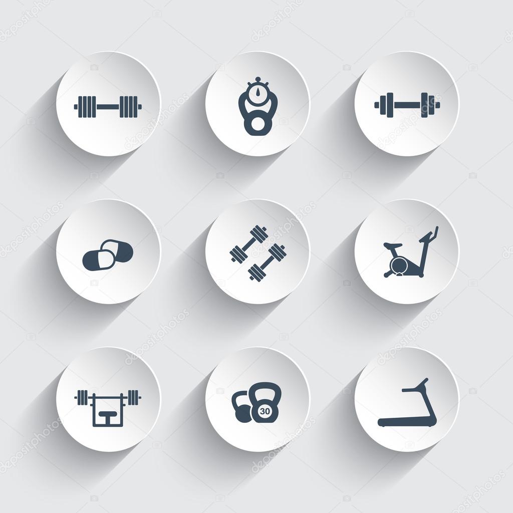 Gym trendy round icons
