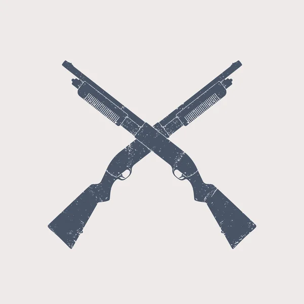 Gekruist geweren, jachtgeweren met grunge textuur — Stockvector
