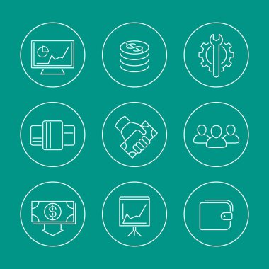 Ticaret, finans, ödeme satırı simgeler çevrelerinde