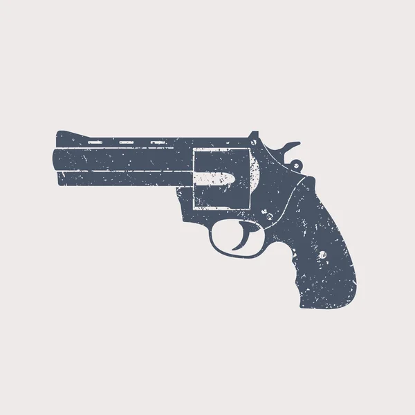 Compacte moderne revolver, met grunge textuur, geïsoleerd op wit — Stockvector