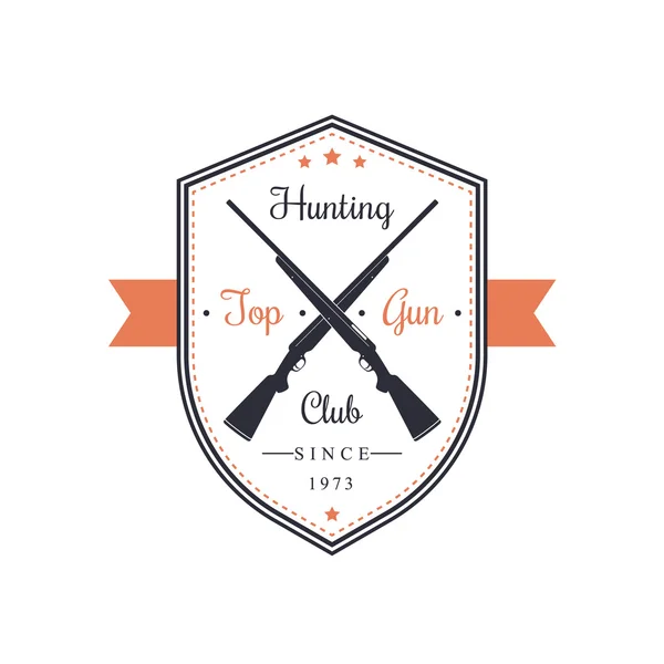 Hunting Club Vintage Emblem on shield — Stock Vector