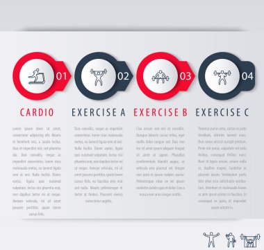 4 adımlar Infographic başlangıç satırı egzersiz simgeleri ile