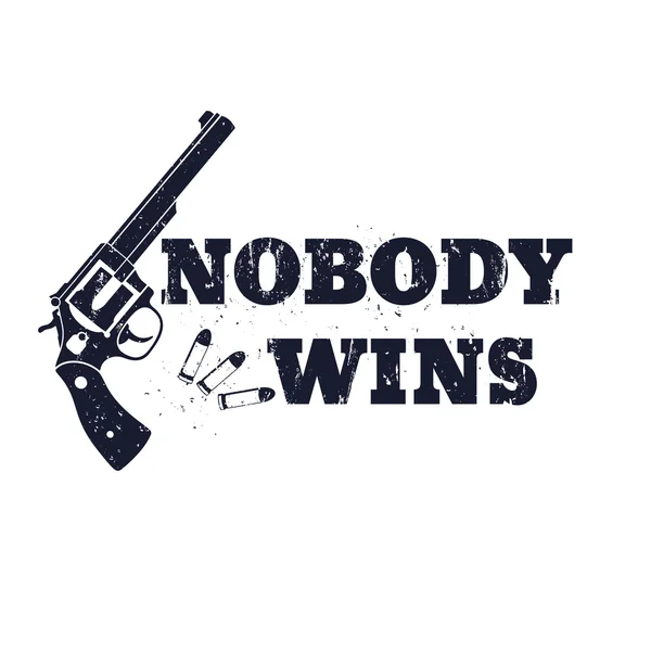 T-shirt tasarım, kimse kazanamaz tabanca ve mermileri ile — Stok Vektör