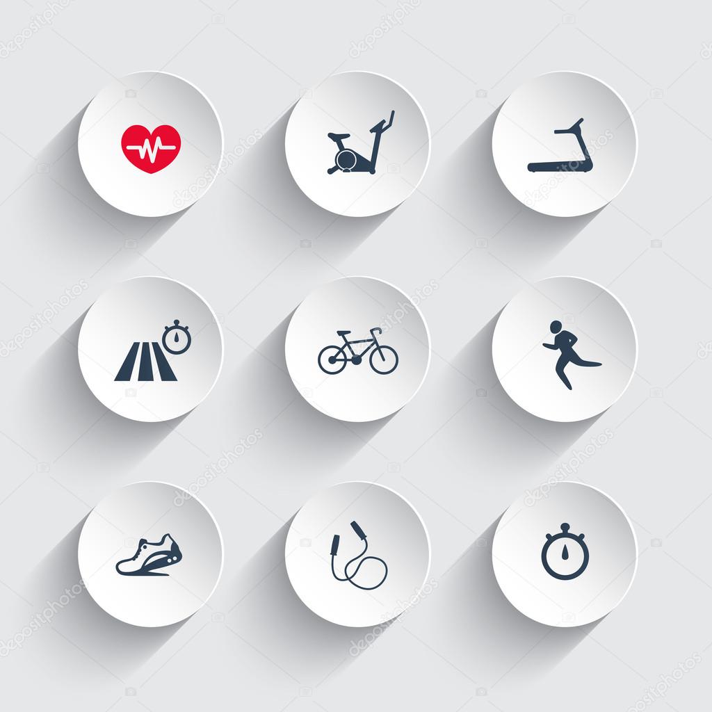 Cardio Training round 3d icons vector illustration, eps10, easy to edit