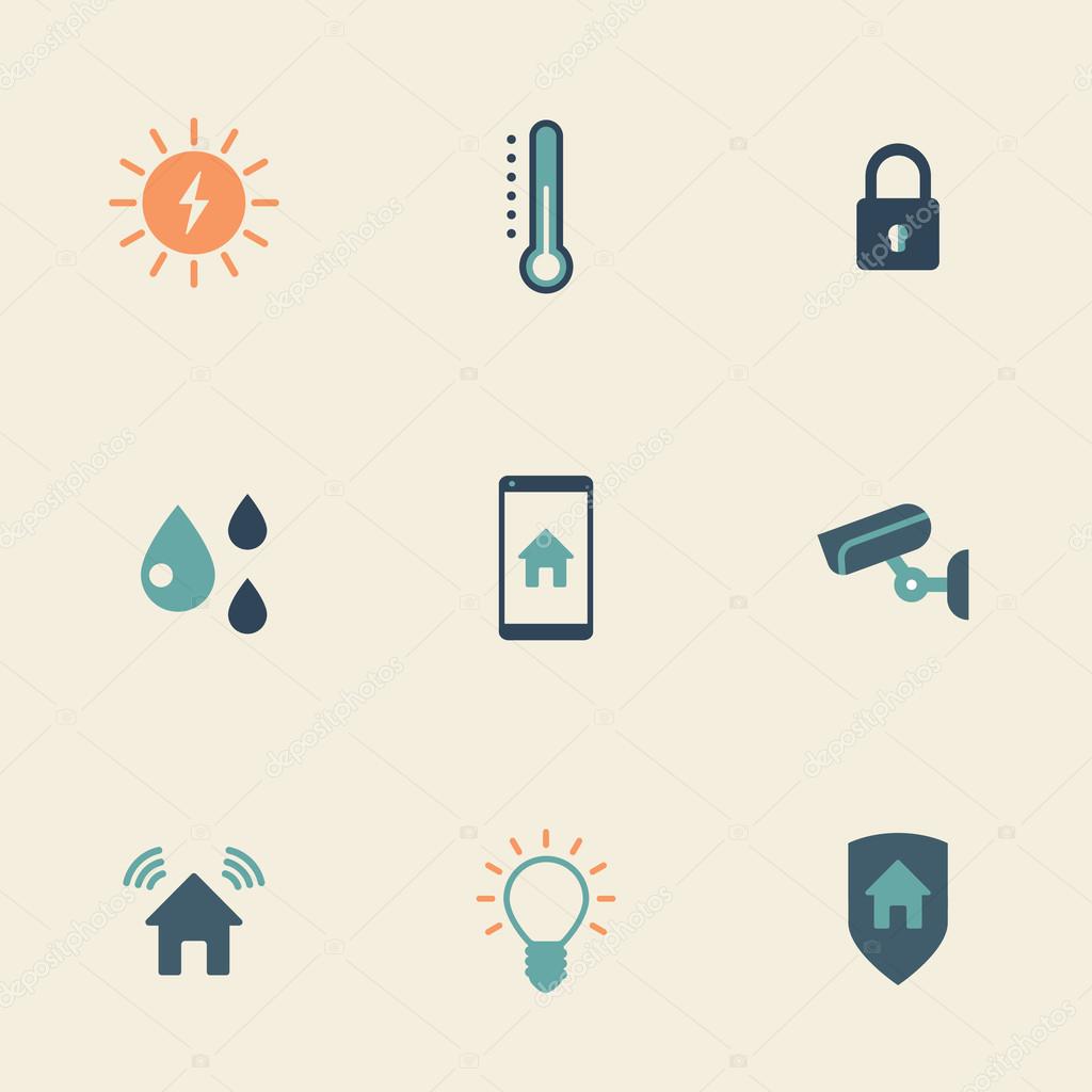 Smart house color flat icons