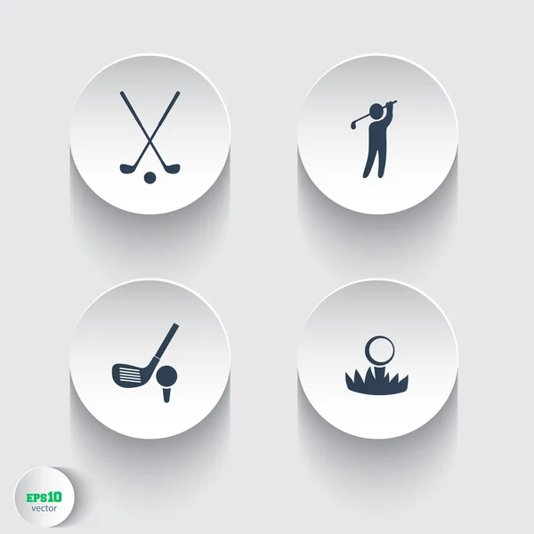 Golf, golf club, ball, golfer round modern icons — Stock Vector