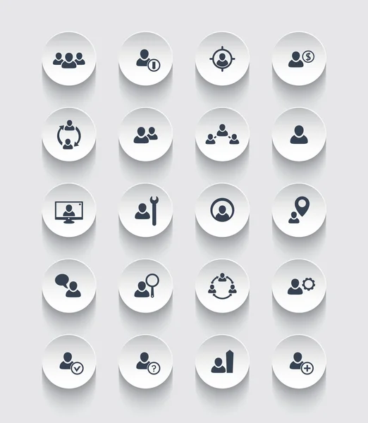 Personnel management, human resources, hrm round icons