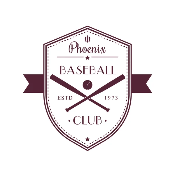 Emblema vintage baseball, logo, design t-shirt su scudo — Vettoriale Stock