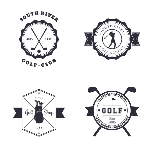 Club de golf, Escuela, Tienda, emblemas vintage de torneos, logotipos — Vector de stock