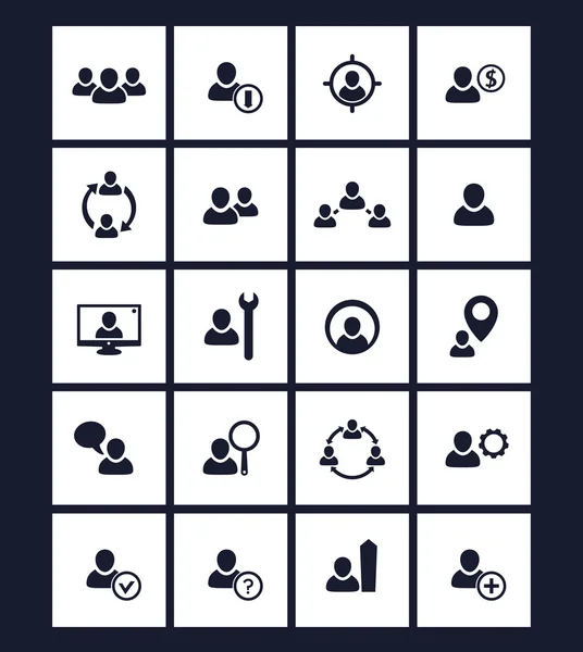 Personeelsbeheer, menselijke hulpbronnen, vierkante platte pictogrammen — Stockvector