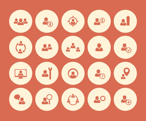 Personnel management, human resources, round flat icons