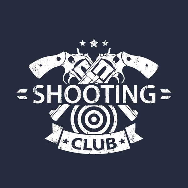 Shooting Club, grunge emblem with crossed guns — Stock Vector