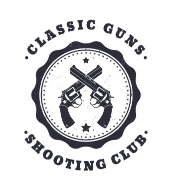 Classic Guns Vintage grunge design, crossed revolvers