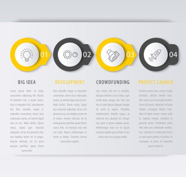 Startup infographic elements, steps, timeline