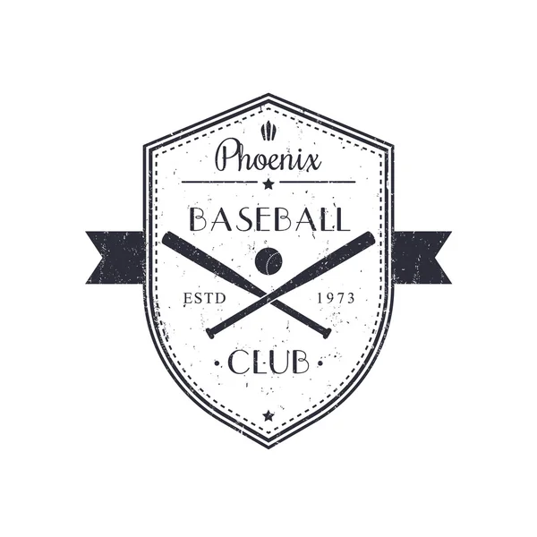 Бейсбол старовинна грандж емблема, логотип, дизайн футболки на щиті — стоковий вектор