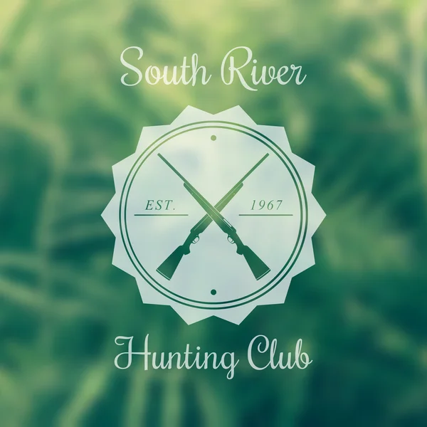Club de caza emblema vintage sobre fondo borroso — Archivo Imágenes Vectoriales