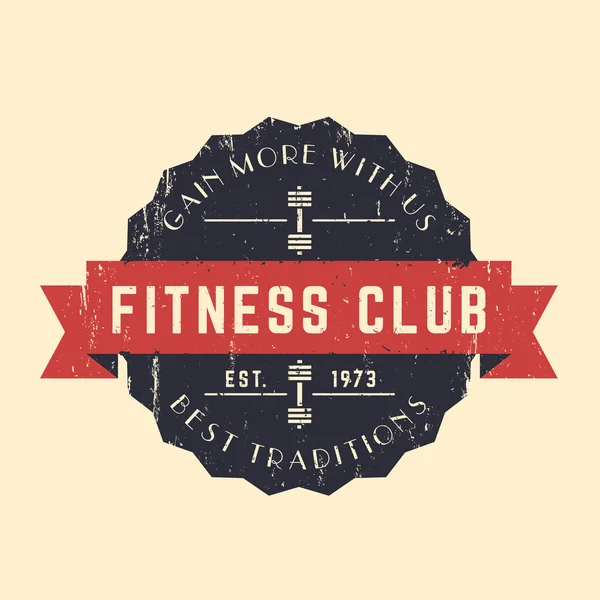 Sinal Vintage Fitness Club, logotipo, com textura grunge — Vetor de Stock