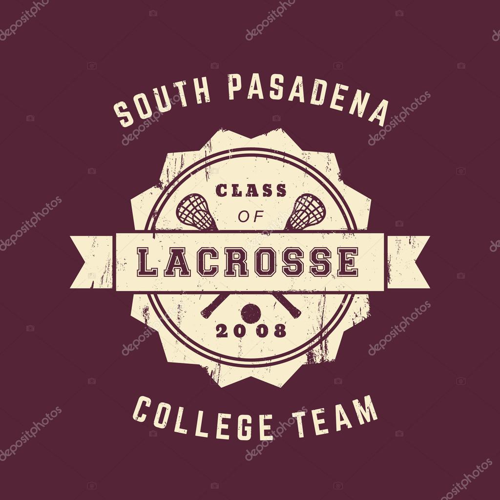 College Lacrosse Team vintage grunge t-shirt design, logo, vector illustration, eps10, easy to edit