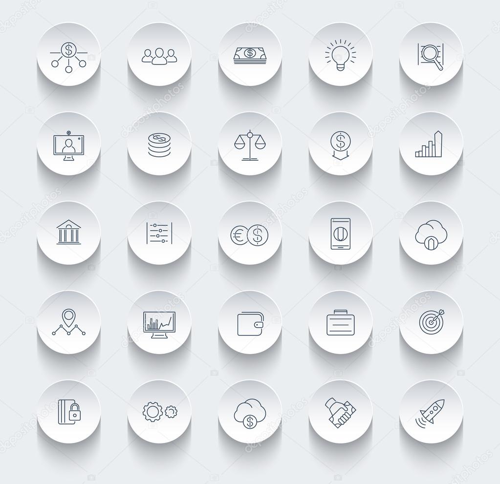 Venture capital, investments, stock exchange, finance round linear icons, vector illustration, eps10, easy to edit