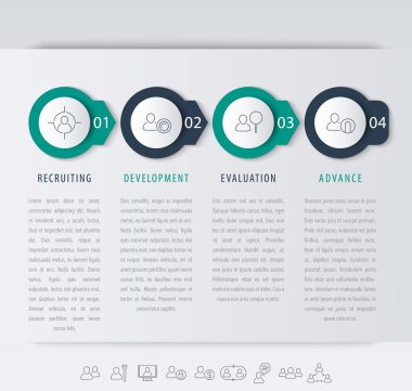 Personel, personel geliştirme adımları, Infographic öğeleri, satır simgeler