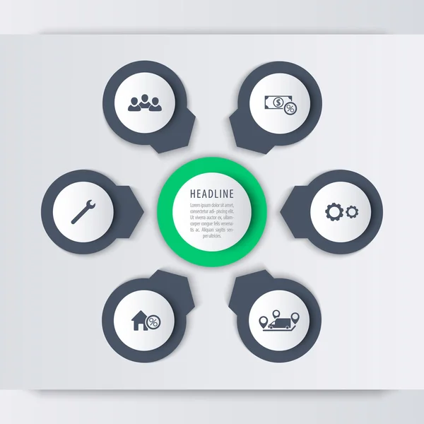 Estructura de costes, elementos infográficos, en azul y verde — Vector de stock