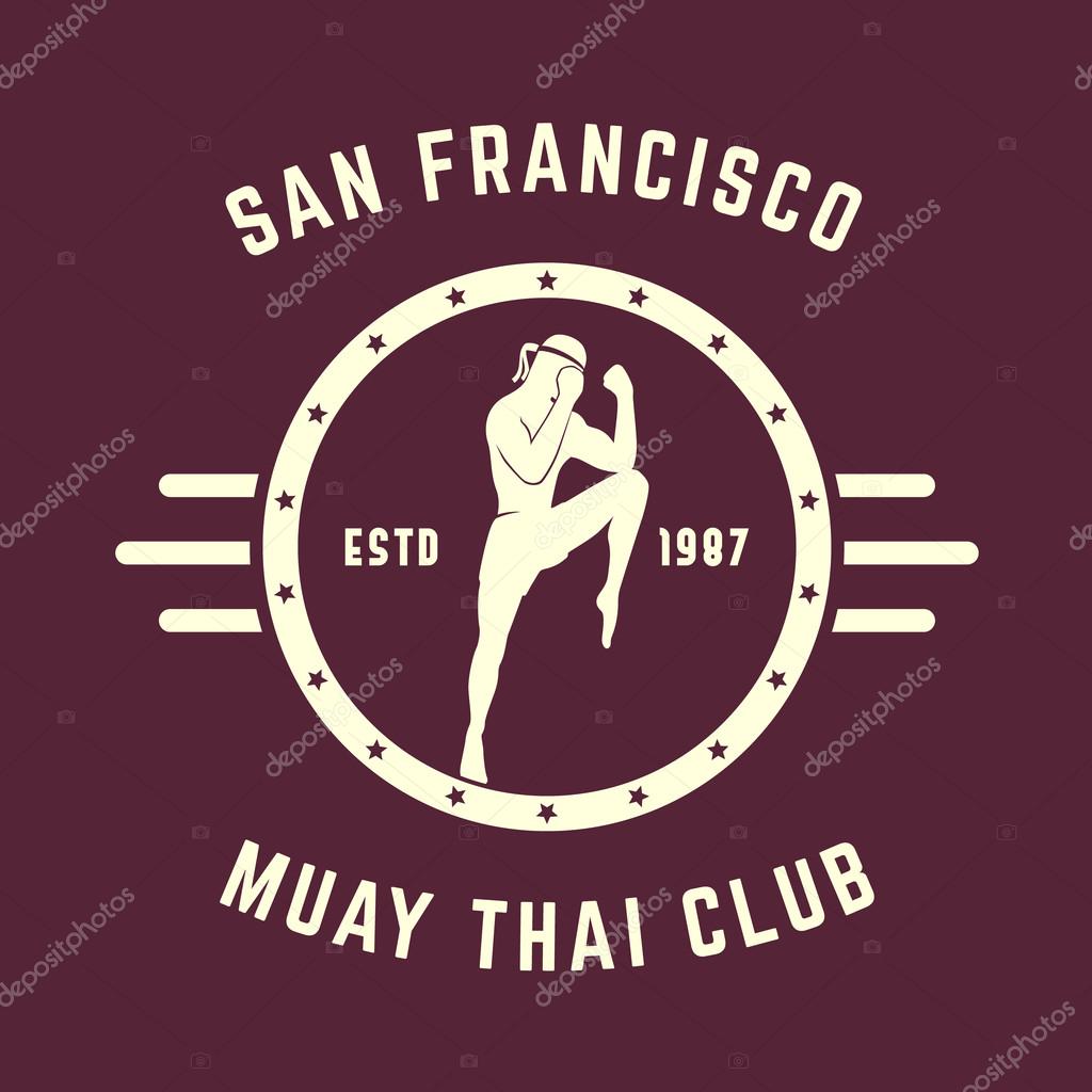 Muay thai club Vintage emblem, logo, badge, vector illustration, eps10, easy to edit