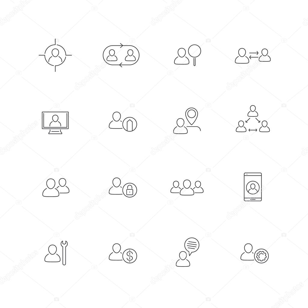 Personnel, Human resources, HR, staff, line icons