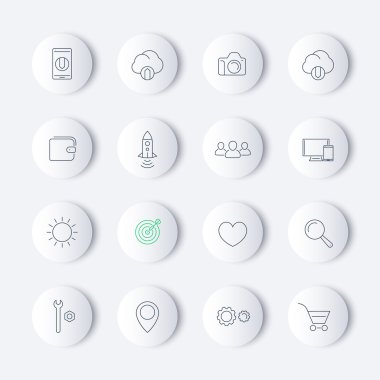 Thin line web round modern icons