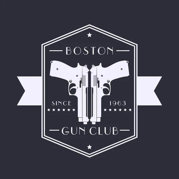 Gun club vintage emblem, logo with pistols — Stockvector