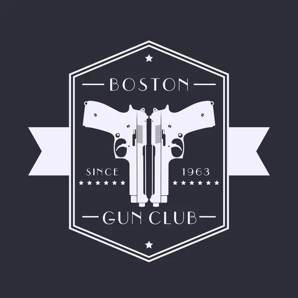 Gun club vintage emblem, logo with pistols — Stock vektor