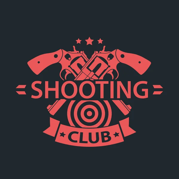 Shooting Club, emblema con pistole incrociate — Vettoriale Stock