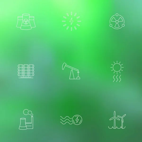 Power, energy production, electric industry, thin line white icons — 图库矢量图片