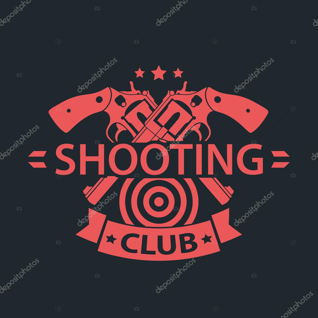 Shooting Club, emblem with crossed guns, vector illustration, eps10, easy to edit