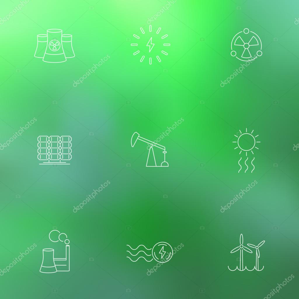 Power, energy production, electric industry, thin line white icons, vector illustration, eps10, easy to edit