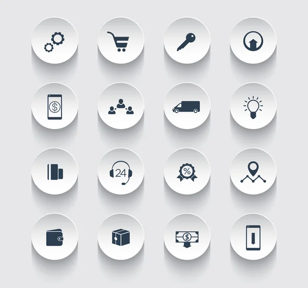 E-commerce, online shopping, payments round icons pack