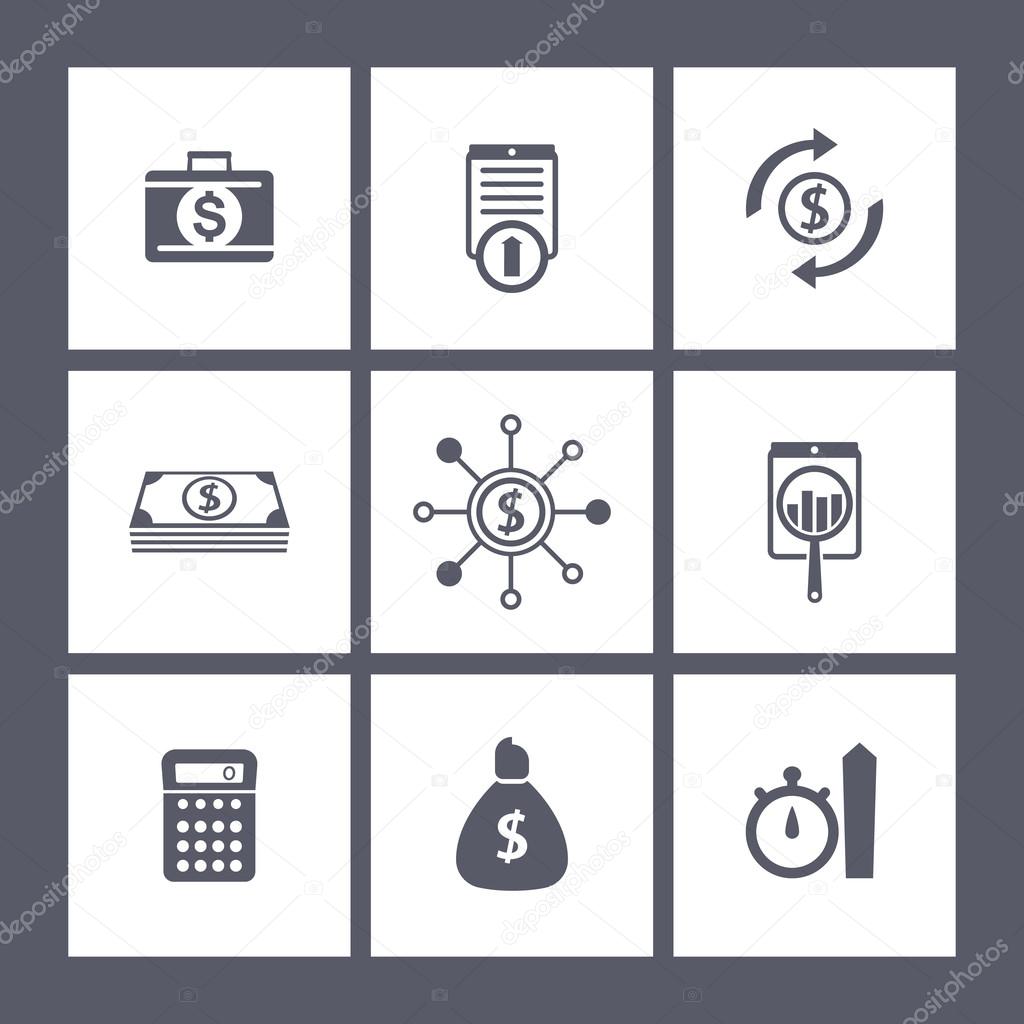 finance, investments, fund square icons