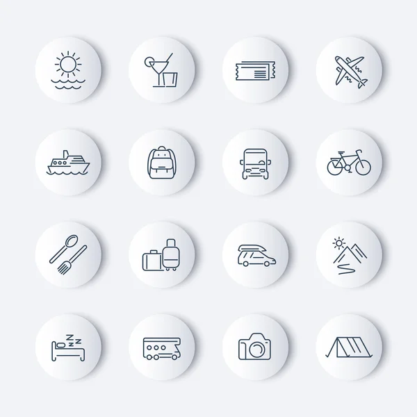 Travel, tourism, trip, vacation line round icon — ストックベクタ