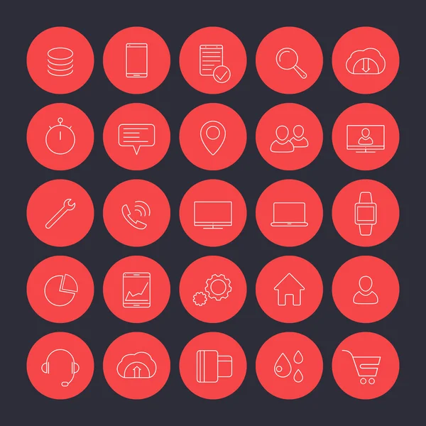 25 Business, Commerce, Line Round Icons — Stockvektor