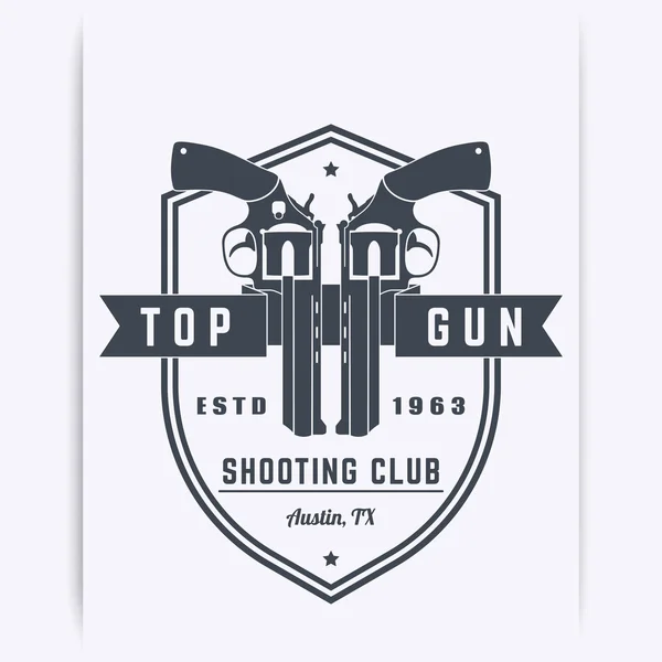 Gun club vintage logo, emblem, t-shirt design with revolvers — Stock Vector