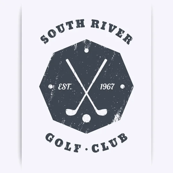 Golf Club Grunge emblema de octágono vintage, logo — Vector de stock