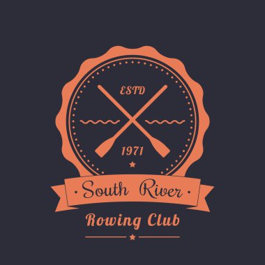 Rowing club vintage logo, emblem with crossed oars clipart