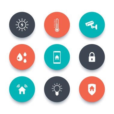 Akıllı ev, yuvarlak Icons set