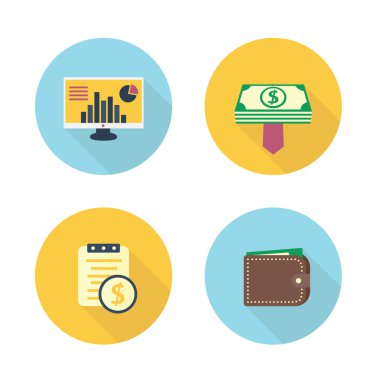 Finans, bordro düz Icons set