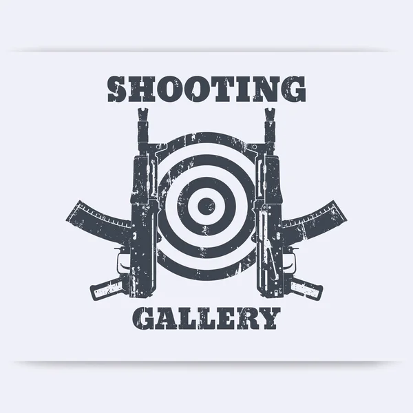 ロゴ、エンブレム、自動小銃、銃、射撃 — ストックベクタ