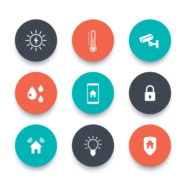 Smart house, round icons set