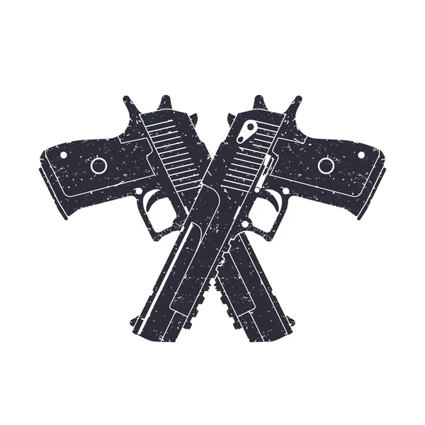 Gekruiste krachtige pistolen, met textuur — Stockvector